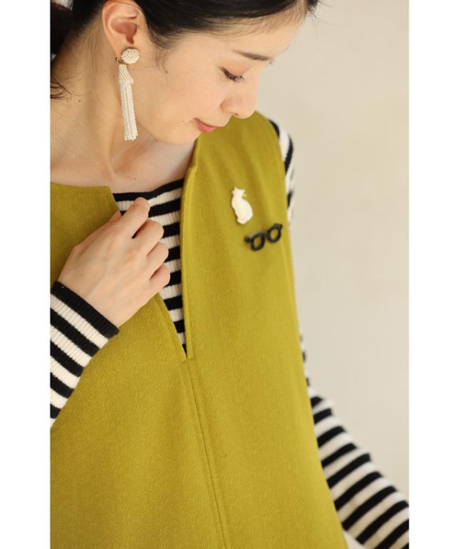 再入荷12月15日 色づき始めたイチョウ色のスリットネックロング