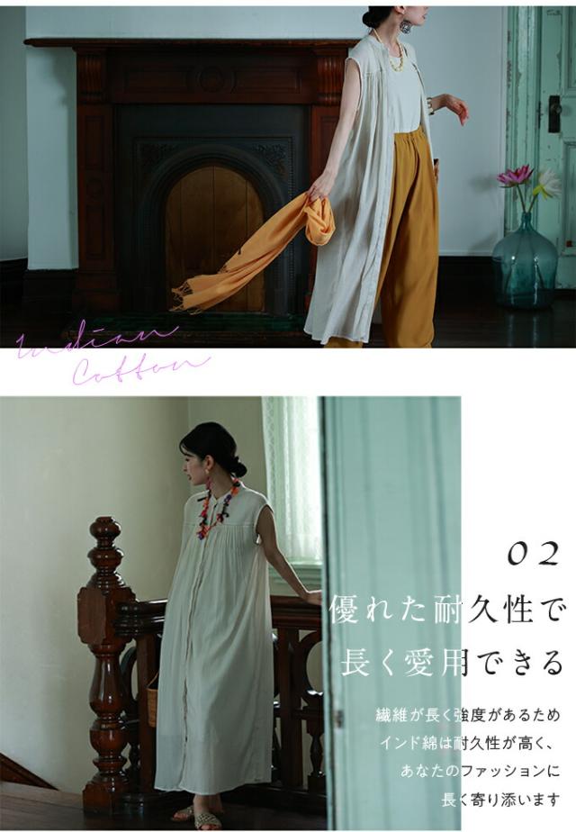 ♥新品未使用！インド綿涼しげなプリント七分袖ワンピース　フリー 新作7月27日 暑い国から夏を乗り切る贈り物 さらりインド綿