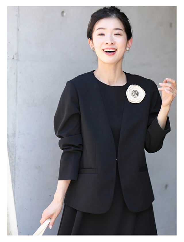 再入荷8月4日 （S~M/L~2L対応）薄手ver 動きやすさに感動 伸縮 襟なし ジャケット fch00016 cawaii レディース ファッション オフィス 就活 面接 フォーマル カラー 夏 秋 長袖 ゆとり ミセス 30代 40代 50代 母の日