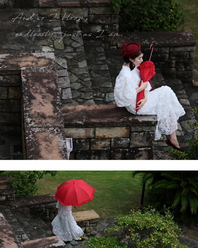 新作10月1日 「咲き続けよう、私らしく」花束アンブレラ cawaii fne00014 1年中 旅行 野外 日常使い ヘビロテ おでかけ 休日 贈り物 プレゼント ギフト 日除け 晴雨兼用 雨傘 レッド フリル 上品 レディース ファッション 大人 ママ ミセス 30代 40代 50代 60代