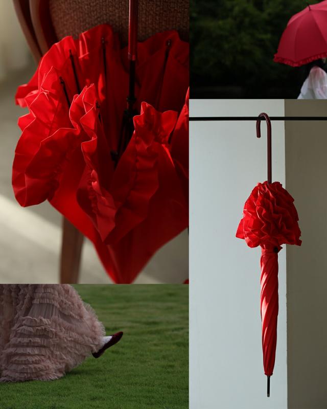 新作10月1日 「咲き続けよう、私らしく」花束アンブレラ cawaii fne00014 1年中 旅行 野外 日常使い ヘビロテ おでかけ 休日 贈り物 プレゼント ギフト 日除け 晴雨兼用 雨傘 レッド フリル 上品 レディース ファッション 大人 ママ ミセス 30代 40代 50代 60代