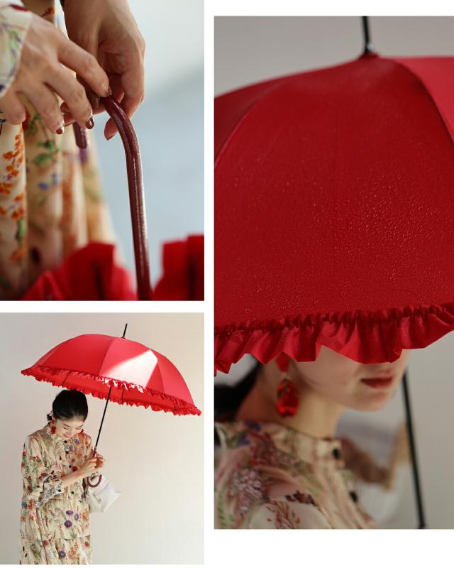 新作10月1日 「咲き続けよう、私らしく」花束アンブレラ cawaii fne00014 1年中 旅行 野外 日常使い ヘビロテ おでかけ 休日 贈り物 プレゼント ギフト 日除け 晴雨兼用 雨傘 レッド フリル 上品 レディース ファッション 大人 ママ ミセス 30代 40代 50代 60代