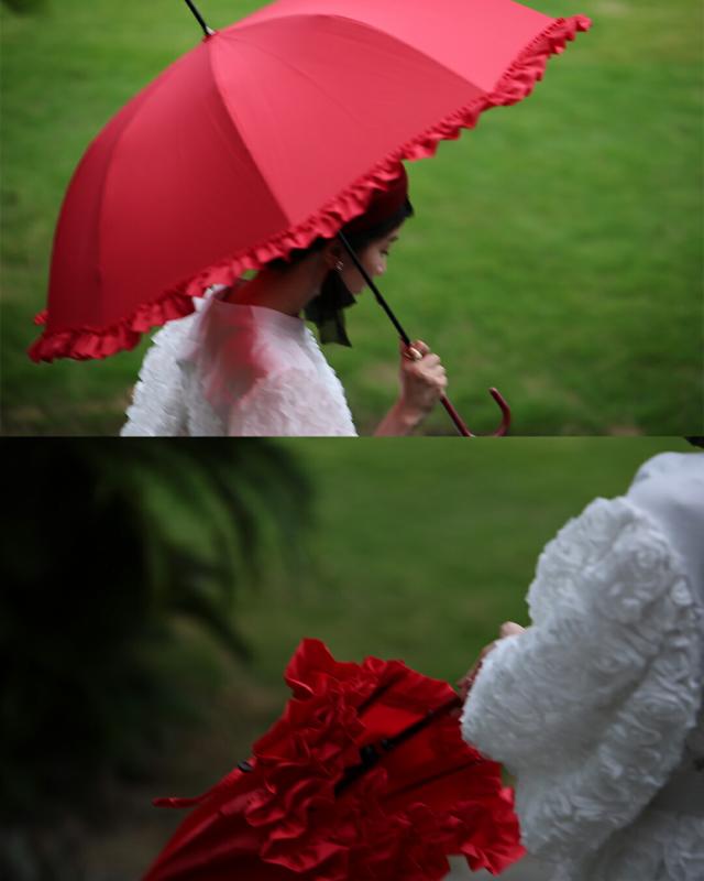 新作10月1日 「咲き続けよう、私らしく」花束アンブレラ cawaii fne00014 1年中 旅行 野外 日常使い ヘビロテ おでかけ 休日 贈り物 プレゼント ギフト 日除け 晴雨兼用 雨傘 レッド フリル 上品 レディース ファッション 大人 ママ ミセス 30代 40代 50代 60代