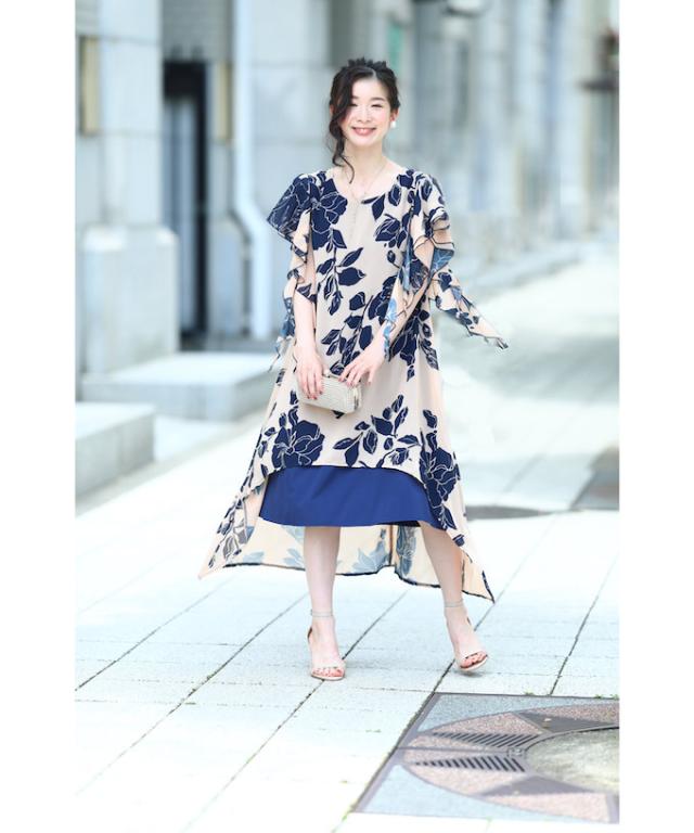 最安値に挑戦 送料無料 Cawaii W5 9386a ロングワンピース フレア袖 S M L 2l ブルー 眠らない何度でも使えるよそ行き ワンピース 大きめシルエット 送料無料 早い者勝ち Ggjapan Jp