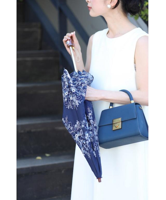 再入荷4月19日 花刺繍が美しい折りたたみ日傘 wkg00484 cawaii 日傘