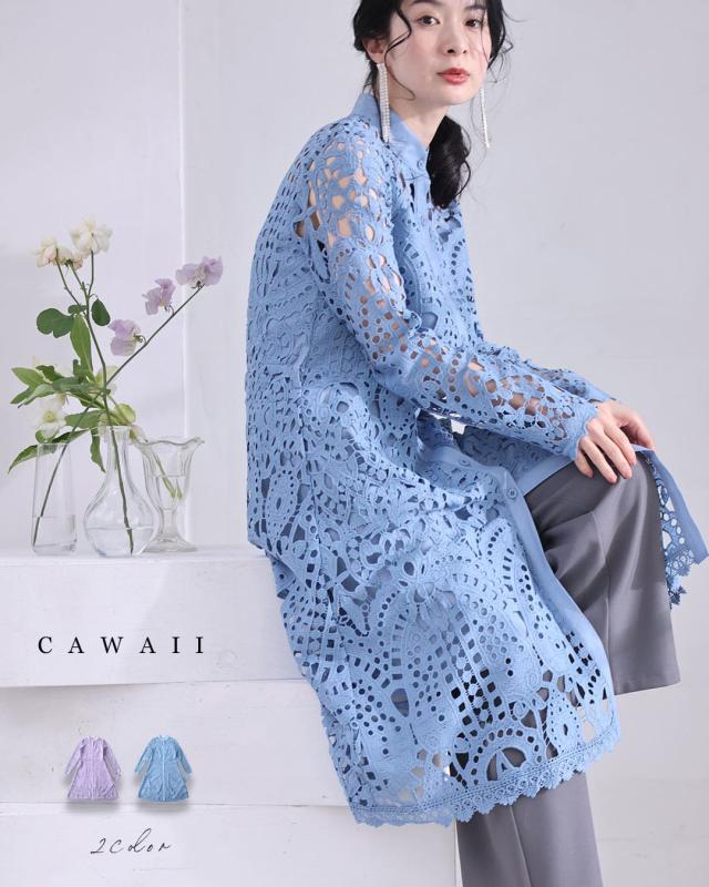 再入荷8月29日 （リボンベルト付き）切り絵レースのミディアムワンピース cawaii w60388ps ウエスト 春服 春物 エレガント 上品 フェミニン レディース ファッション ミセス 30代 40代 50代