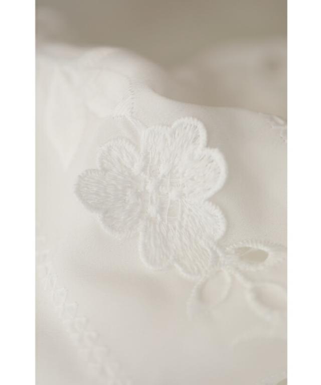 春新作 シャツ ブラウス 白 長袖 バルーンスリーブ シンプル 花柄