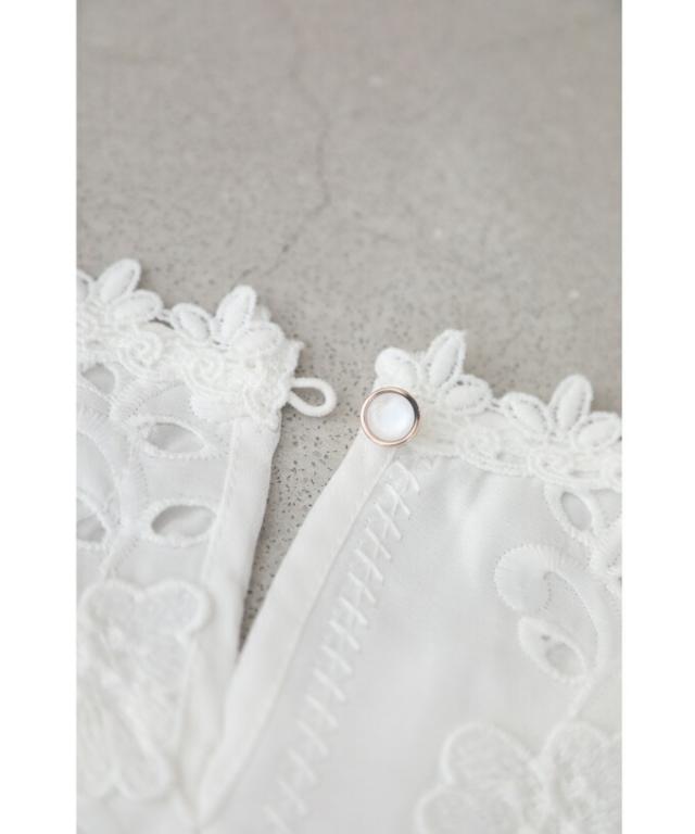 春新作 シャツ ブラウス 白 長袖 バルーンスリーブ シンプル 花柄