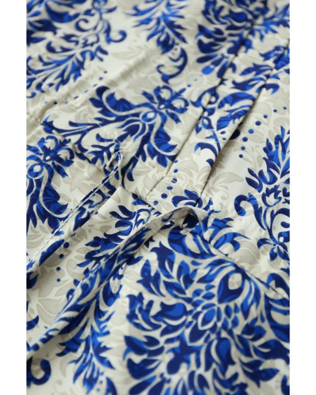再入荷7月14日 上品なブルーのダマスク柄ティアードミディアム