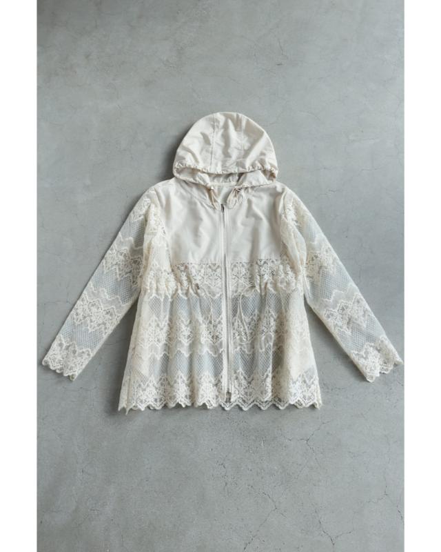 再入荷9月9日 ウエスト絞れるレース柄刺繍のベールパーカー cawaii