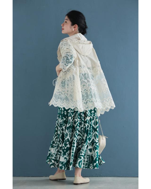 再入荷9月9日 ウエスト絞れるレース柄刺繍のベールパーカー cawaii