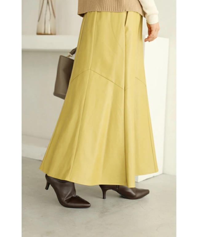 差し色カラーのフェイクレザーミディアムスカート fzp00039od フェイク  