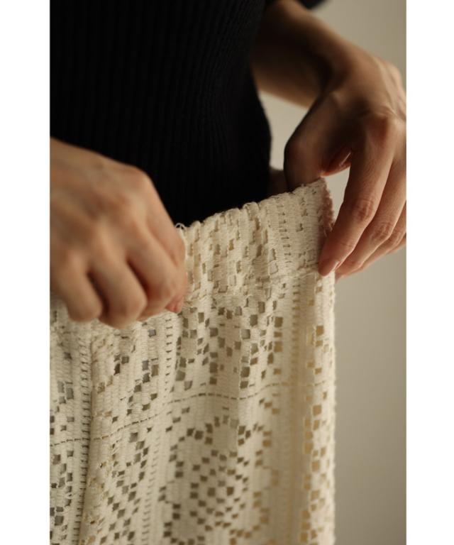 再入荷6月5日 マジョリカタイル風レースワイドパンツ レース ロング