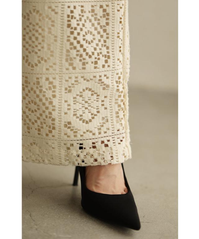 再入荷6月5日 マジョリカタイル風レースワイドパンツ レース ロング