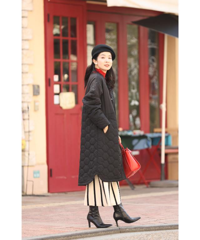 再入荷11月20日 低身長さん用 太って見えない キルティングコート  アウター cawaii fzp00106od S~L対応 秋服 冬服 上品 キレイめ アイボリー モカ ブラック レディース ファッション 日常使い コート 羽織り キルティング 体型カバー ミセス 30代 40代 50代 再入荷11月20日 低身長さん用 太って見えない キルティングコート