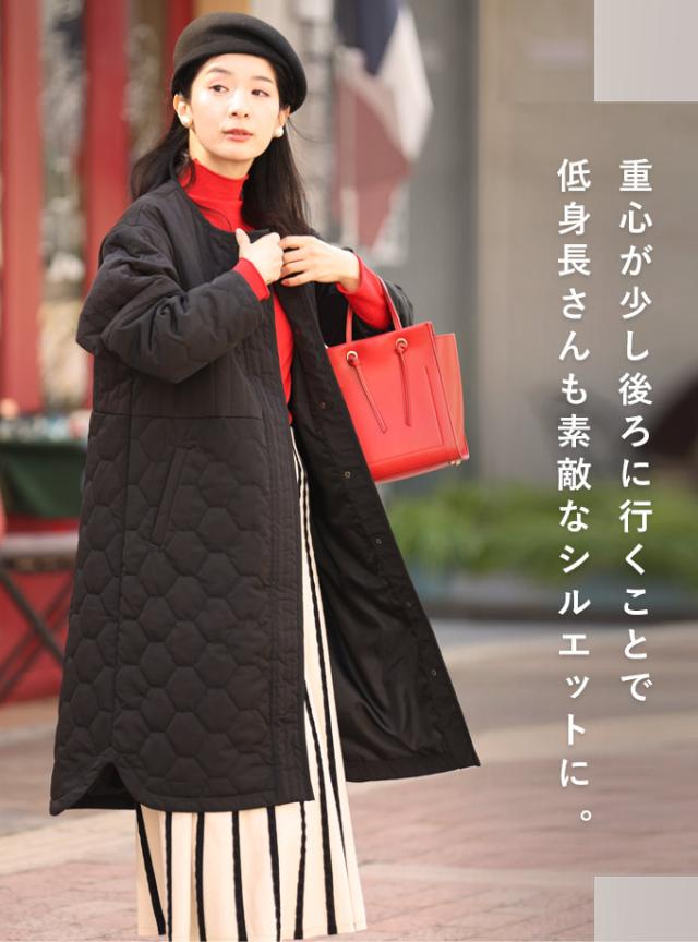 再入荷11月20日 低身長さん用 太って見えない キルティングコート