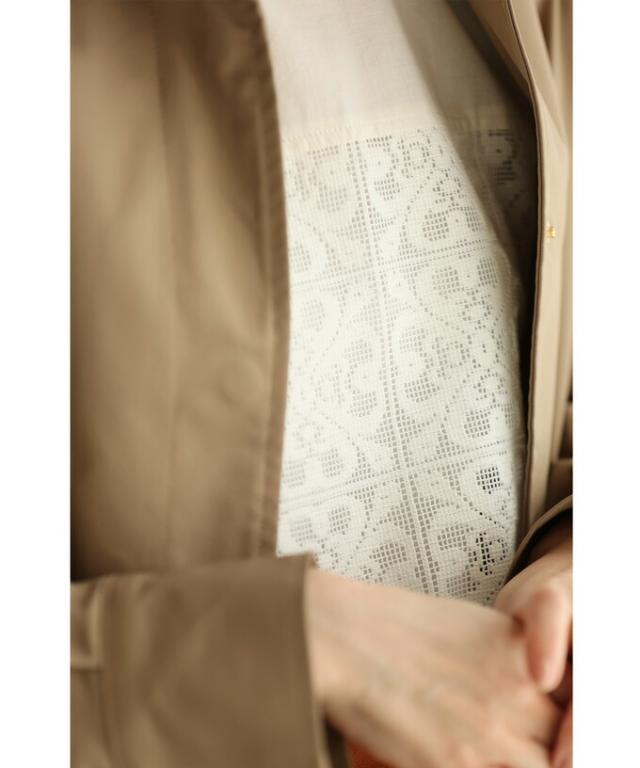 再入荷12月5日 ステンドグラス柄ブロックレースのシアープルオーバー