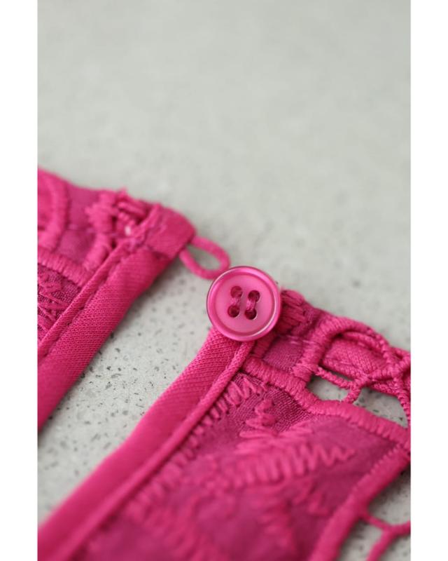 再入荷7月5日 目を惹く華やかピンクのブロックレースカットソー