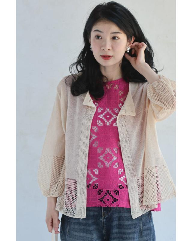 再入荷7月5日 目を惹く華やかピンクのブロックレースカットソートップス cawaii fzp00228od S~L対応 ノースリ 重ね着 レース 鮮やか ピンク オシャレ 個性的 大人可愛い エレガント 上品 春服 春物 夏服 夏物 薄手 レディース ファッション ミセス 30代 40代 50代 再入荷7月5日 目を惹く華やかピンクのブロックレースカットソー