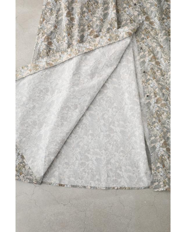 再入荷9月5日 首元タックの淡いボタニカル柄ロングワンピース cawaii