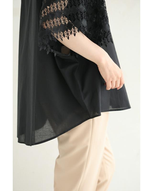 新作7月25日 煌めくようなダイヤカットレースのゆったり袖ブラウス