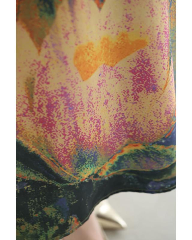 新作7月14日 朝露に濡れる蓮の花のミディアムワンピース cawaii w50532nc S~L対応 半端袖 花柄  アート柄 グリーン オシャレ 個性的 大人可愛い エレガント 上品 春服 春物 夏服 夏物 薄手 レディース ファッション ミセス 30代 40代 50代