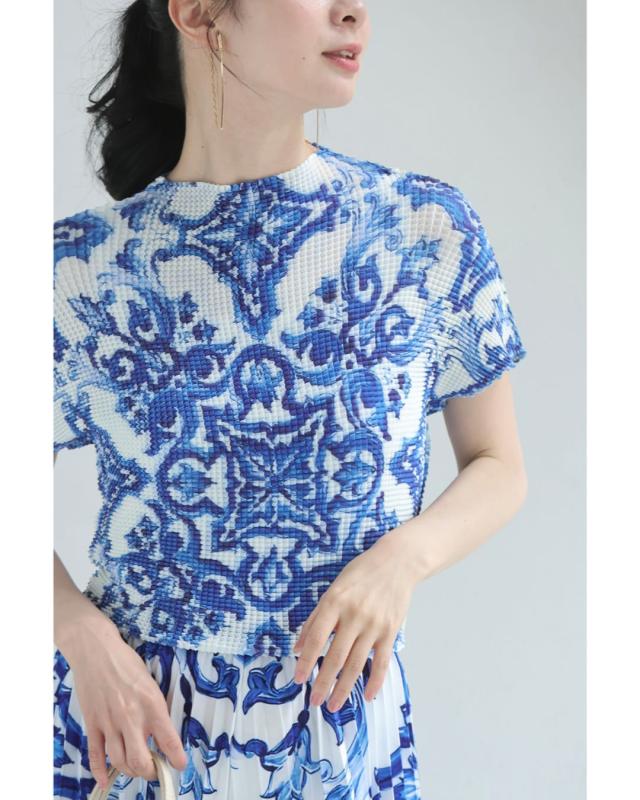 再入荷8月19日 エレガントな伸びやかカットソーとプリーツパンツの2点