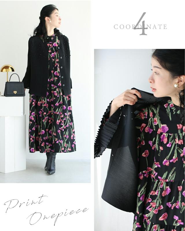 再入荷11月9日 パール艶めくフレア袖プリーツカーディガン cawaii