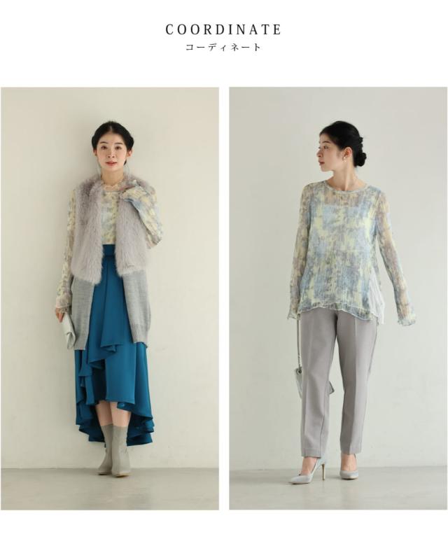 新作9月22日 ふんわり着心地柔らかな淡花シアーニットカットソー