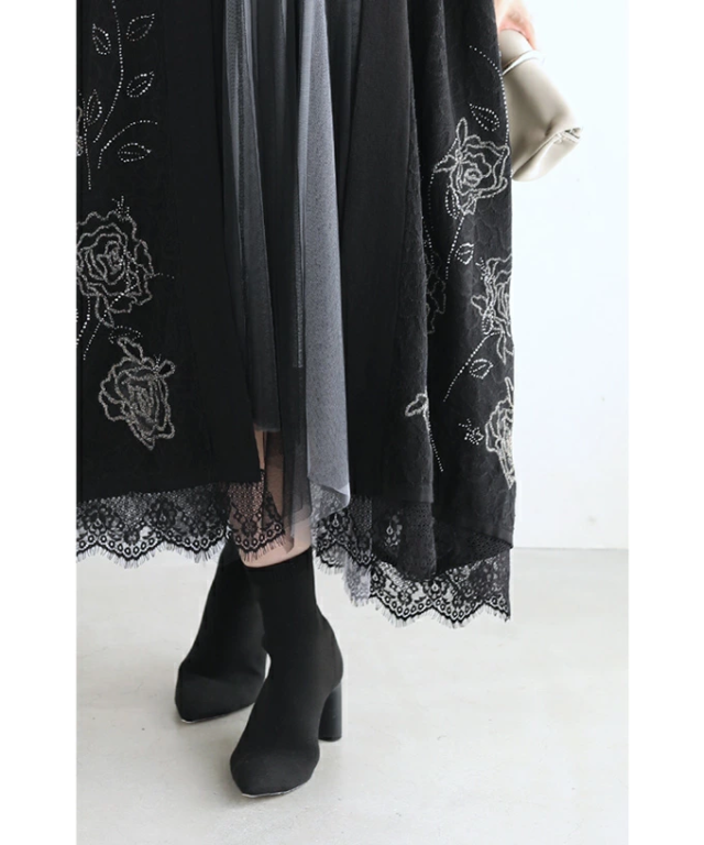 カーディガン 秋冬 ニットカーディガン ロング w53920 M~3L 黒 煌めく