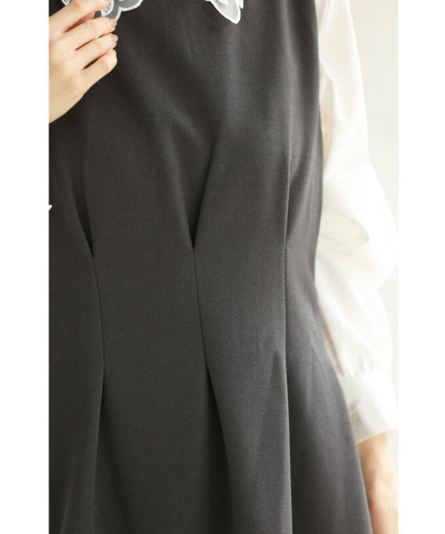 再入荷12月10日 （黒）Xラインタックのロングワンピース 春 秋 冬 秋服