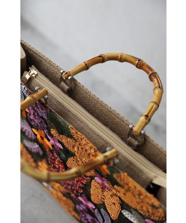 再入荷7月9日 スパンコール の 花 煌めく スクエア トート バッグ 鞄