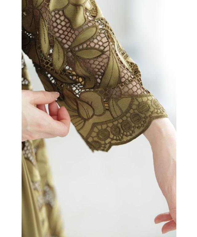 再入荷7月9日 花浮かび咲くメッシュロングガウンカーディガン 羽織り