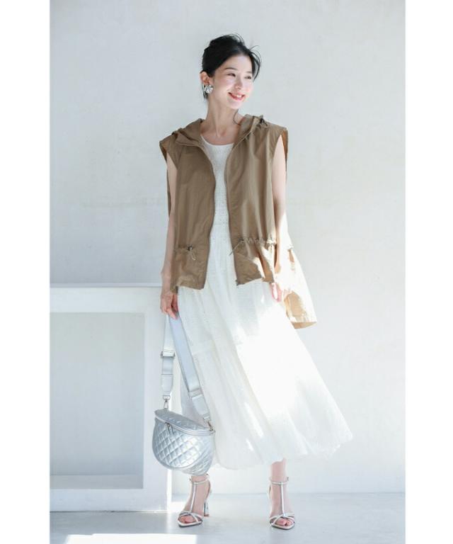 【セール商品返品交換不可】まで包み隠す前後差ヘムラインデザインベスト cawaii w60688ps S~3L対応 春服 春物 夏 夏服 夏物 UV対策 紫外線対策 日焼け対策 冷房対策 ブラック ベージュ 着回し 重ね着  レイヤード 体型カバー レディース ファッション ミセス 30代 40代 50代