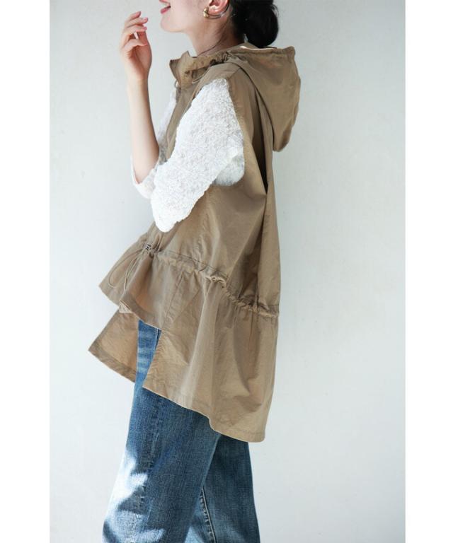 【セール商品返品交換不可】まで包み隠す前後差ヘムラインデザインベスト cawaii w60688ps S~3L対応 春服 春物 夏 夏服 夏物 UV対策 紫外線対策 日焼け対策 冷房対策 ブラック ベージュ 着回し 重ね着  レイヤード 体型カバー レディース ファッション ミセス 30代 40代 50代