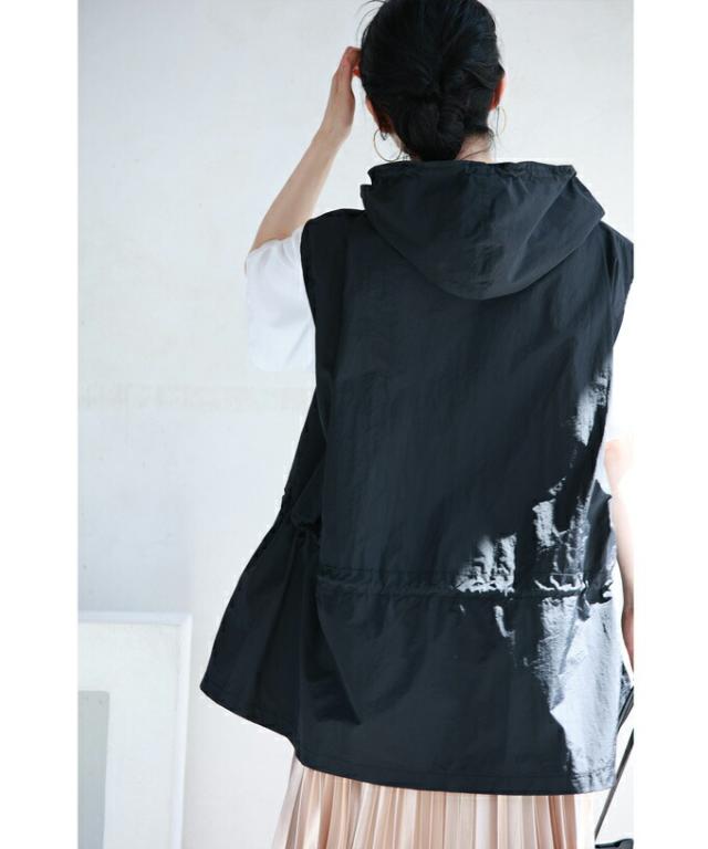 【セール商品返品交換不可】まで包み隠す前後差ヘムラインデザインベスト cawaii w60688ps S~3L対応 春服 春物 夏 夏服 夏物 UV対策 紫外線対策 日焼け対策 冷房対策 ブラック ベージュ 着回し 重ね着  レイヤード 体型カバー レディース ファッション ミセス 30代 40代 50代