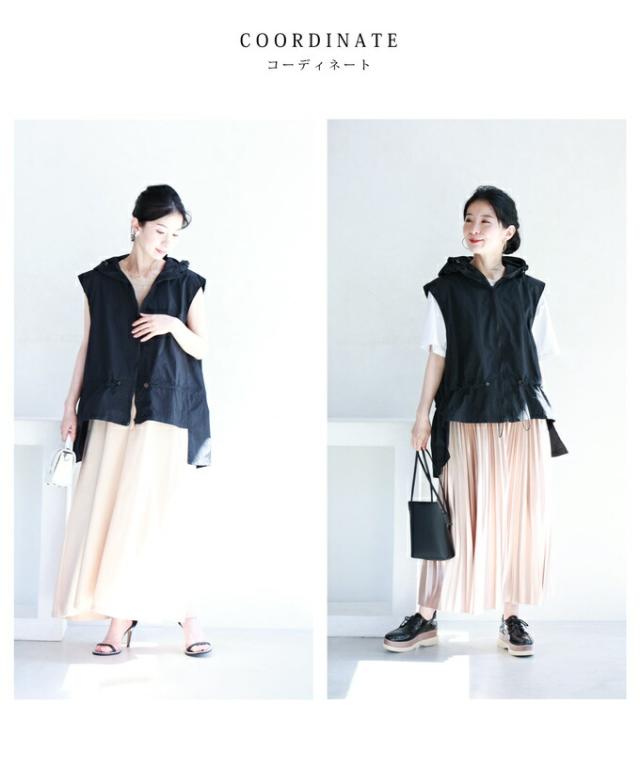 【セール商品返品交換不可】まで包み隠す前後差ヘムラインデザインベスト cawaii w60688ps S~3L対応 春服 春物 夏 夏服 夏物 UV対策 紫外線対策 日焼け対策 冷房対策 ブラック ベージュ 着回し 重ね着  レイヤード 体型カバー レディース ファッション ミセス 30代 40代 50代