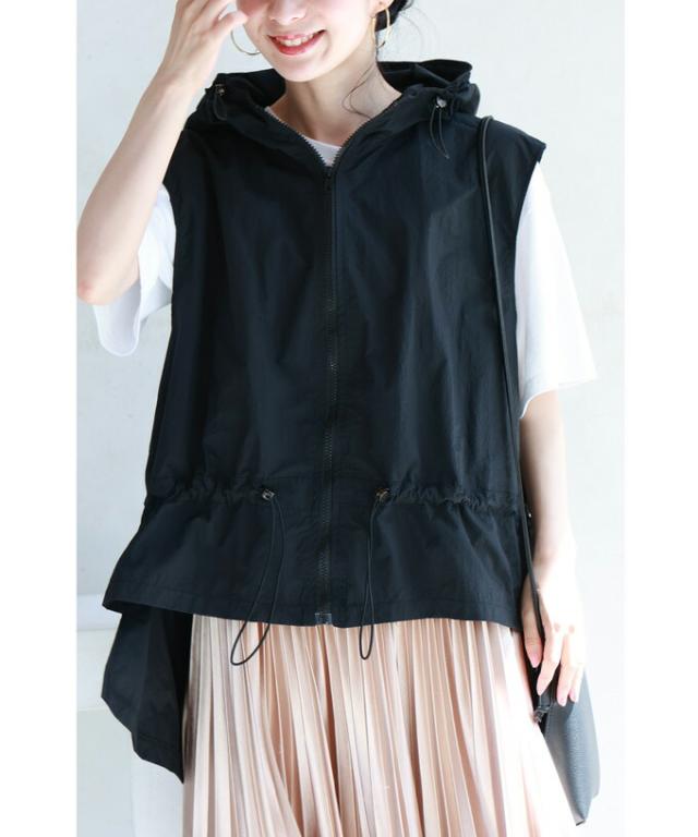 【セール商品返品交換不可】まで包み隠す前後差ヘムラインデザインベスト cawaii w60688ps S~3L対応 春服 春物 夏 夏服 夏物 UV対策 紫外線対策 日焼け対策 冷房対策 ブラック ベージュ 着回し 重ね着  レイヤード 体型カバー レディース ファッション ミセス 30代 40代 50代