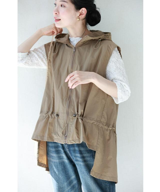 【セール商品返品交換不可】まで包み隠す前後差ヘムラインデザインベスト cawaii w60688ps S~3L対応 春服 春物 夏 夏服 夏物 UV対策 紫外線対策 日焼け対策 冷房対策 ブラック ベージュ 着回し 重ね着  レイヤード 体型カバー レディース ファッション ミセス 30代 40代 50代