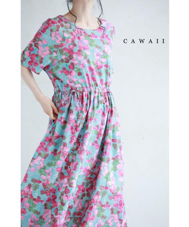 再入荷2月4日 花びら舞い降る リネン風 ミディアム ワンピース cawaii w60801ps S~L対応 春服 春物 夏 夏服 夏物 ボートネック 半袖 ブルー ピンク 総柄 お洒落 個性的 大人可愛い 楽ちん レディース ファッション ミセス 30代 40代 50代の通販は 7,620円