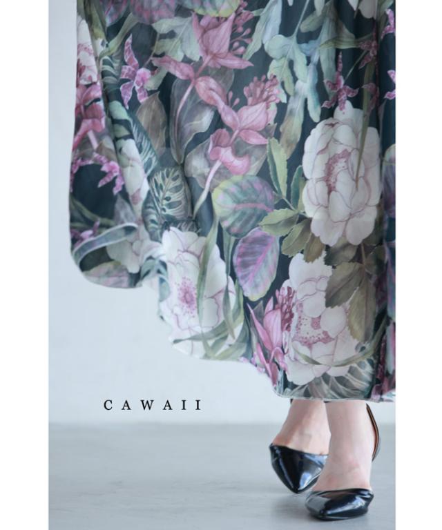 再入荷9月9日 優美な花の世界を閉じ込めたデッサン画スカート cawaii w60861ps フレア ウエストゴム 透け感 薄手 ブラック 総柄 オシャレ 個性的 大人可愛い エレガント 上品 春 夏 レディース ファッション ミセス 30代 40代 50代