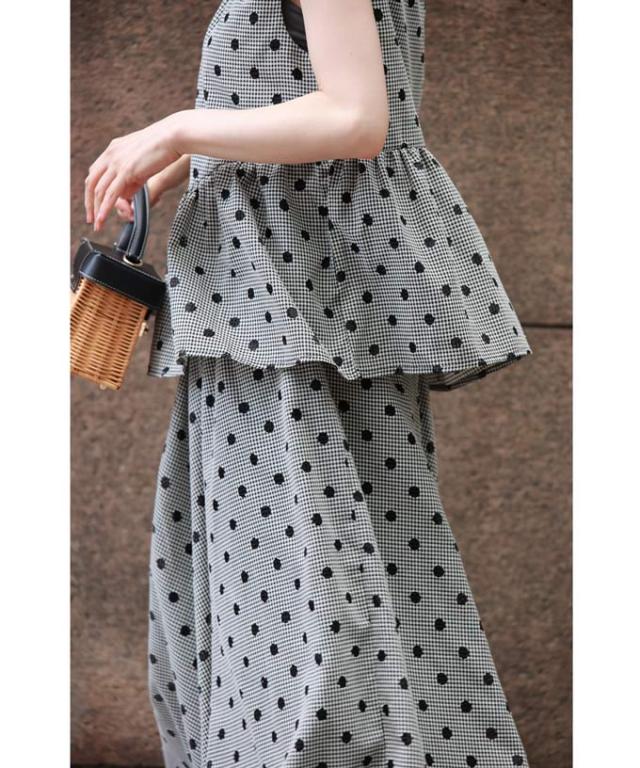 再入荷9月5日 大人可愛いチェックとドットのマリアージュセットアップ
