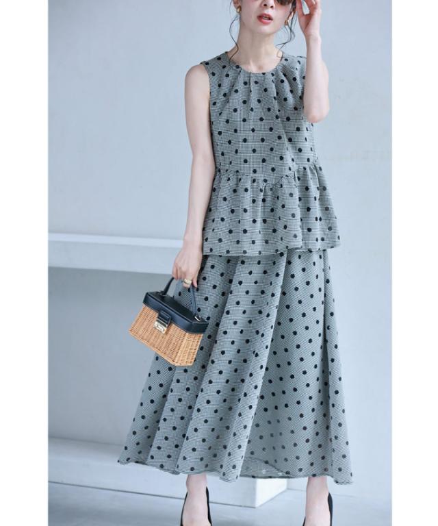 再入荷9月5日 大人可愛いチェックとドットのマリアージュセットアップ