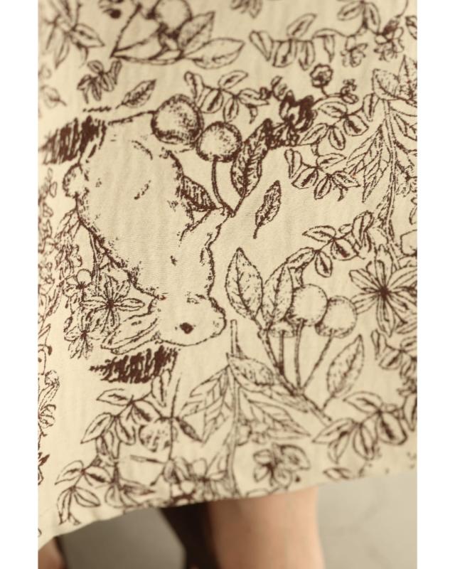 再入荷8月9日 森に潜むウサギのタックジャガードロングスカート cawaii