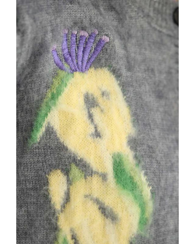 新作1月30日 ふんわり浮かび上がる植物モチーフのニットカーディガン