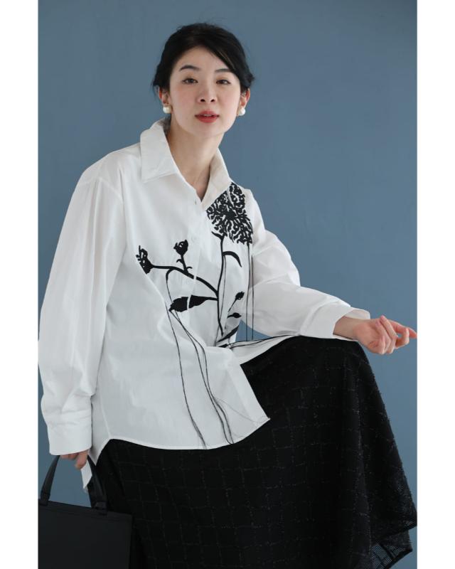 再入荷4月24日 垂らしこみアートデザインの影絵シャツトップス cawaii