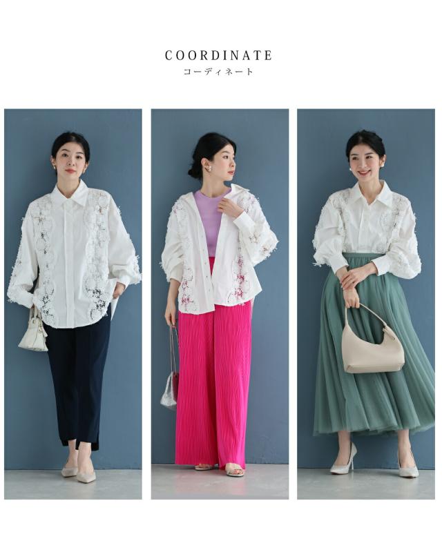 新作2月21日 流れゆく花レースのシャツトップス cawaii w61105ps S~3L