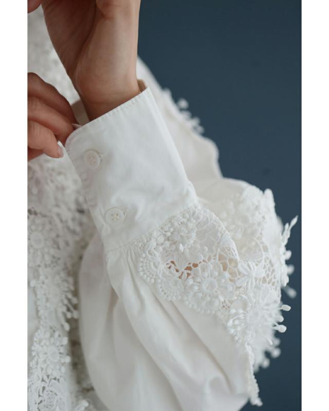 新作2月21日 流れゆく花レースのシャツトップス cawaii w61105ps S~3L