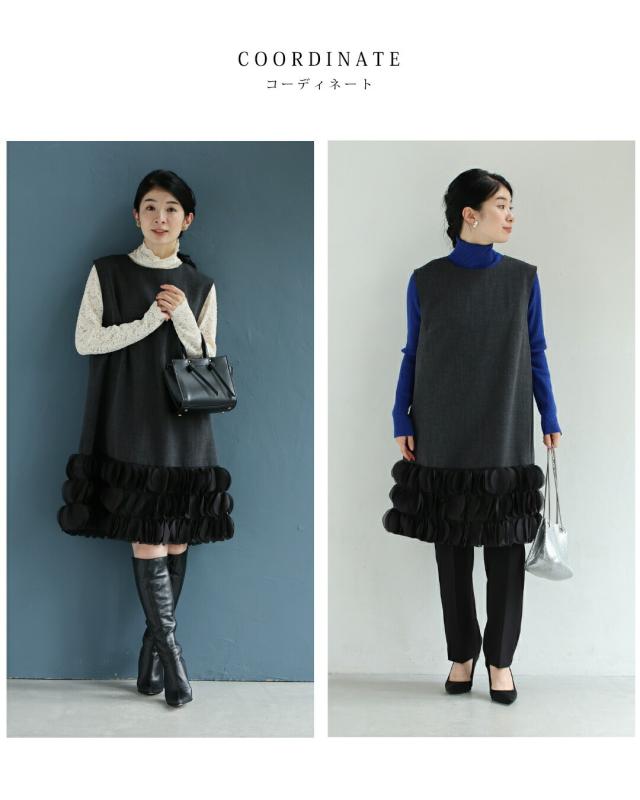 新作10月15日 ひらひらとサークル装飾囲む裾のミニワンピース cawaii