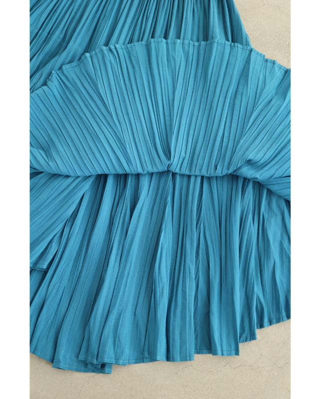 再入荷8月9日 染まりゆくグラデーションのランダム裾プリーツロング